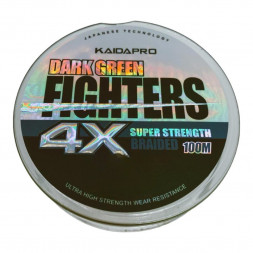 Плетенка Kaida Pro FIGHTERS X4 Dark Green зеленый 100м 0,35 мм