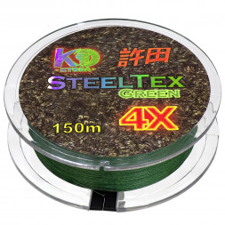 Шнур плетеный Kyoda SteelTex green 4X d-0,105 мм L-150 м, цвет зеленый, разрывная нагрузка 6,15 кг