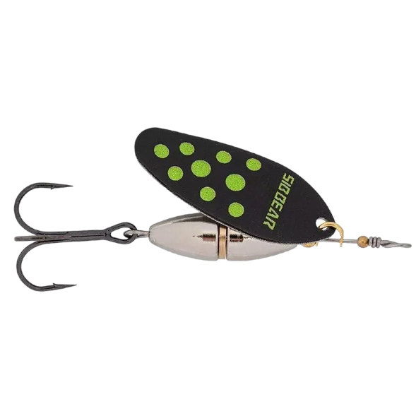 Блесна SIBBEAR вращающаяся Pulsaro №4 L  60 мм, W  10.0 гр, C  Black with Shartreuse Dots