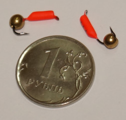 Мормышка вольфрамовая Столбик 2 с латунным шариком красный 463
