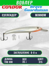 Воблер Condor Brave Guardsman BGN190 размер 190 мм вес 35.0 гр заглубление 0 - 8 м цвет 315