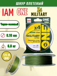Шнур IAM №ONE MILITARY Х4-125 Зелёно-чёрный d0.16