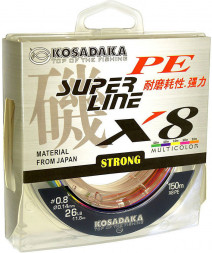 Леска плетеная Kosadaka Super PE X8 multicolor 0.25 150м